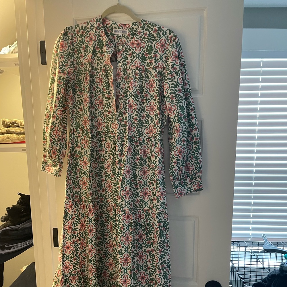 Tuckernuck Green and Pink Long Sleeve Dress